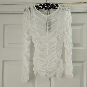 Elegant White Ruched Women's Top